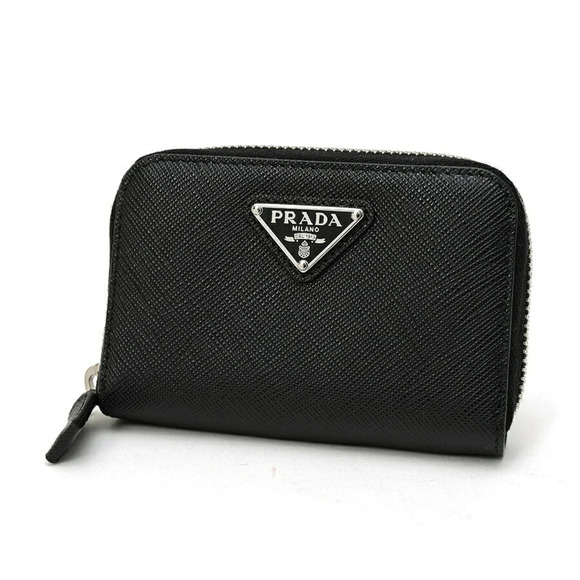 PRADA Accessories - Prada Saffiano Triangle Coin Case 2MM003, Leather, Black (Nero)
